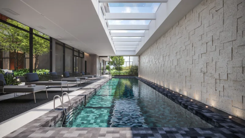 Piscina do Ampio, empreendimento da Construtora Laguna.