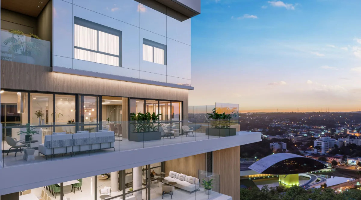 Perspectiva de como será a vista para o MON do Rodin, novo empreendimento residencial da Plaenge em Curitiba.