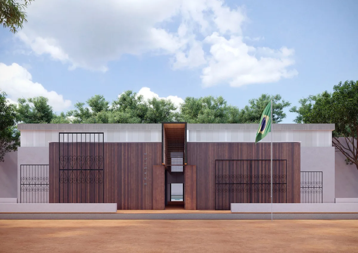 Desenhar futuros possíveis a partir de ressignificações do passado nacional. A proposta, materializada no pavilhão Terra, espaço brasileiro na Bienal de Arquitetura de Veneza, traz o elemento natural e as raízes brasileiras em destaque e rendeu aos seus criadores, Gab de Matos e Paulo Tavares, o inédito Leão de Ouro para o Brasil.