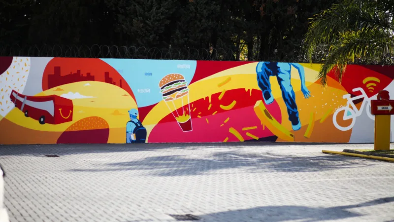 Grafite de Deleon Ribeiro no restaurante da marca em Curitiba.