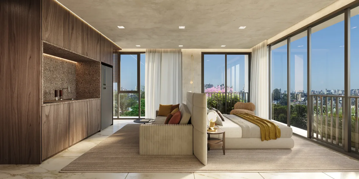 Quarto de hóspedes de 37 m² no Age360, em Curitiba, da AG7.